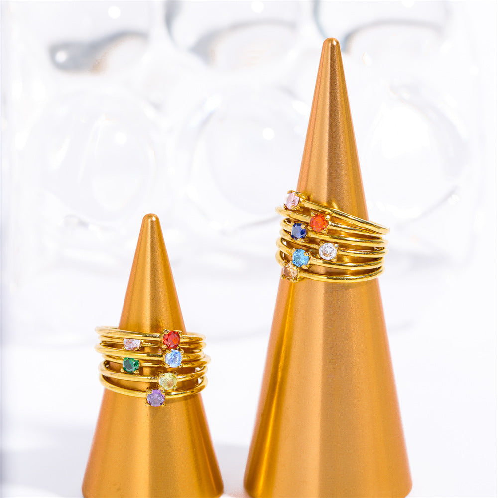 Venta al por mayor Anillo ajustable de oro real galvanizado de acero de titanio de 18 k